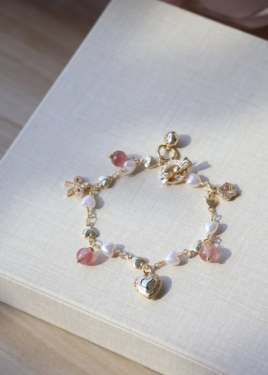 *Backorder* Dangly V2 - Strawberry Quartz Crystal Bracelet (OT Clasp)