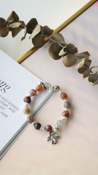 *Backorder* Mesmera - Garden Quartz with Flower & Bouquet Crystal Bracelet (Elastic)