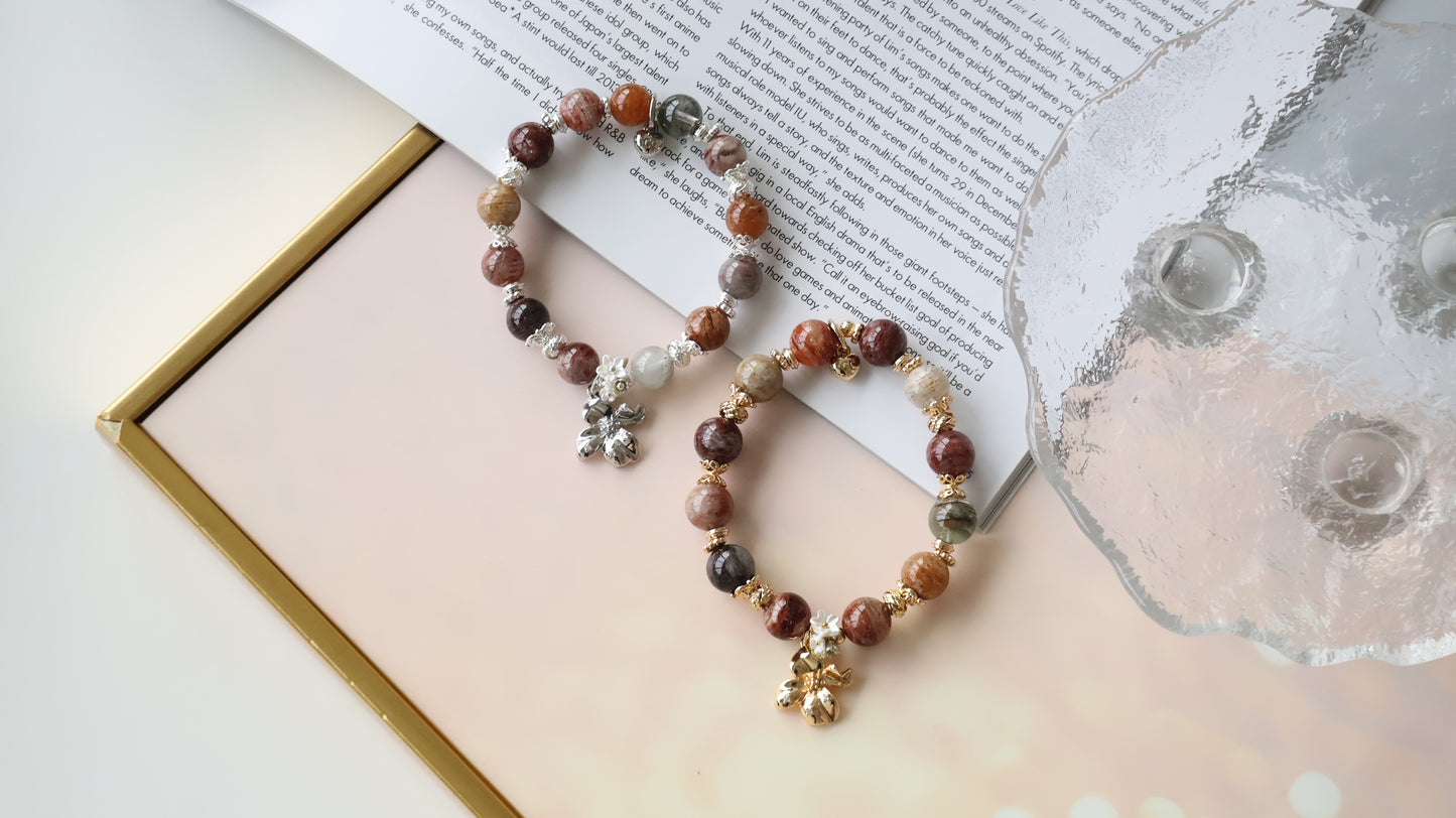 *Backorder* Mesmera - Garden Quartz with Flower & Bouquet Crystal Bracelet (Elastic)