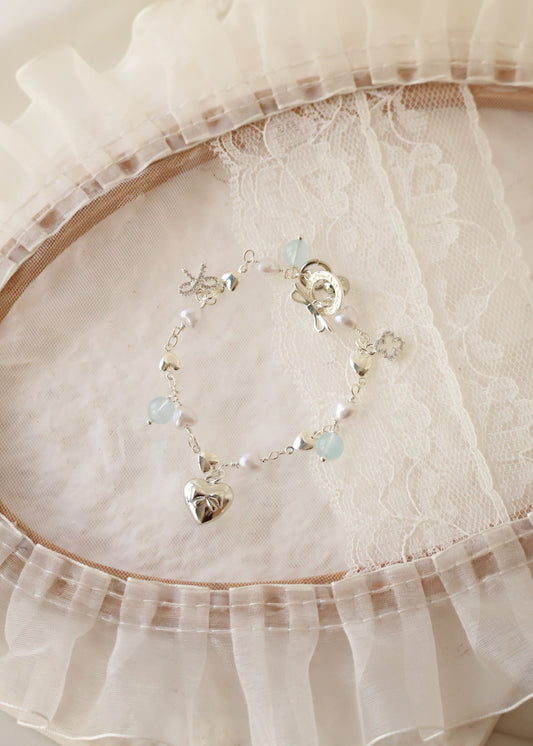 *Backorder* Dangly V2 - Aquamarine Crystal Bracelet (Elastic)