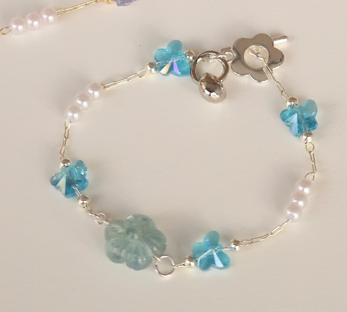 *Instocks* Sakura Flower Chain Crystal Bracelet (OT Clasp)