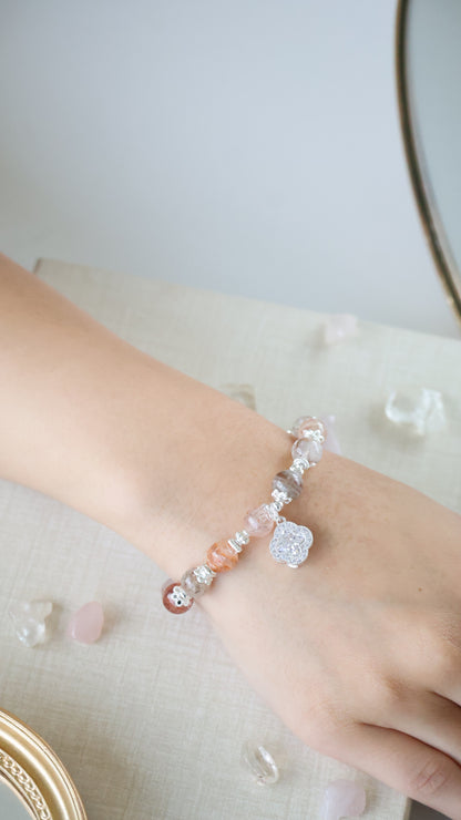 *Backorder* Cordelia Twin in 8mm - Thousand Layer Garden Quartz & Black Gold Super 7 Crystal Bracelet (Elastic)