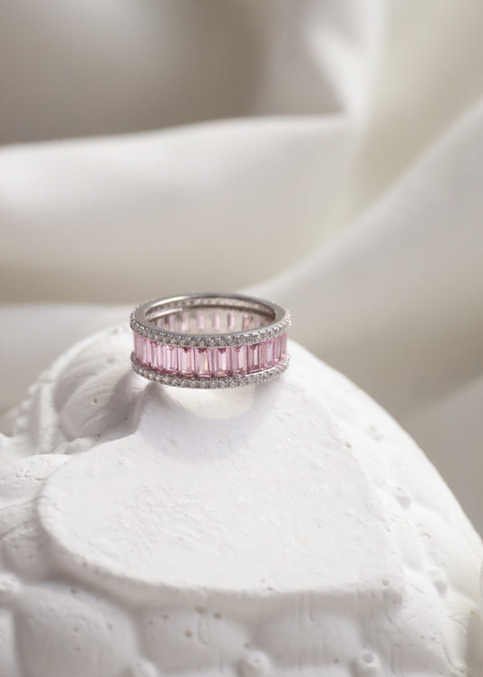 *Instocks* Camila - Pink Baguette Cut Moissanite Band Ring