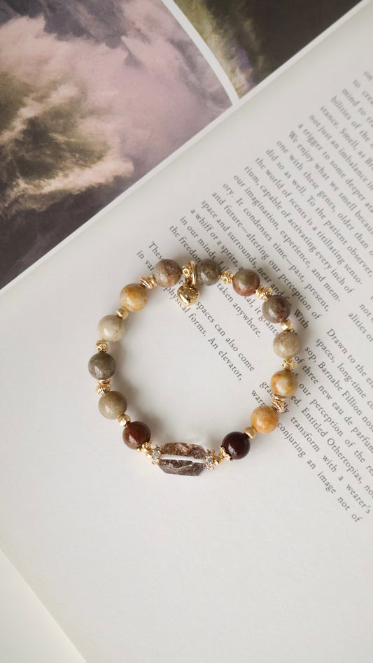 *Backorder* Garden Quartz with Garden Quartz Freeform Crystal Bracelet (Elastic)
