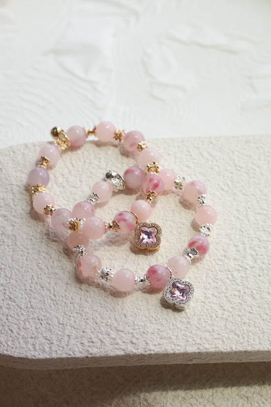 *Instocks* Cordelia Twin with Sparkly Clover Charm Crystal Bracelet (Elastic)