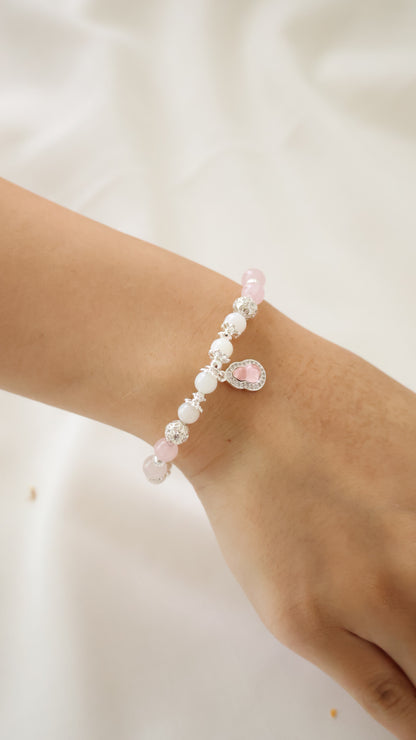 *Backorder* Mini Hulu - Rose Quartz & White Jadeite Crystal Bracelet (Elastic)