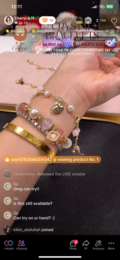 *Instocks* Danglys V2 with Ribbon, Heart Locket & Mini Clover Crystal Bracelet (OT Clasp)