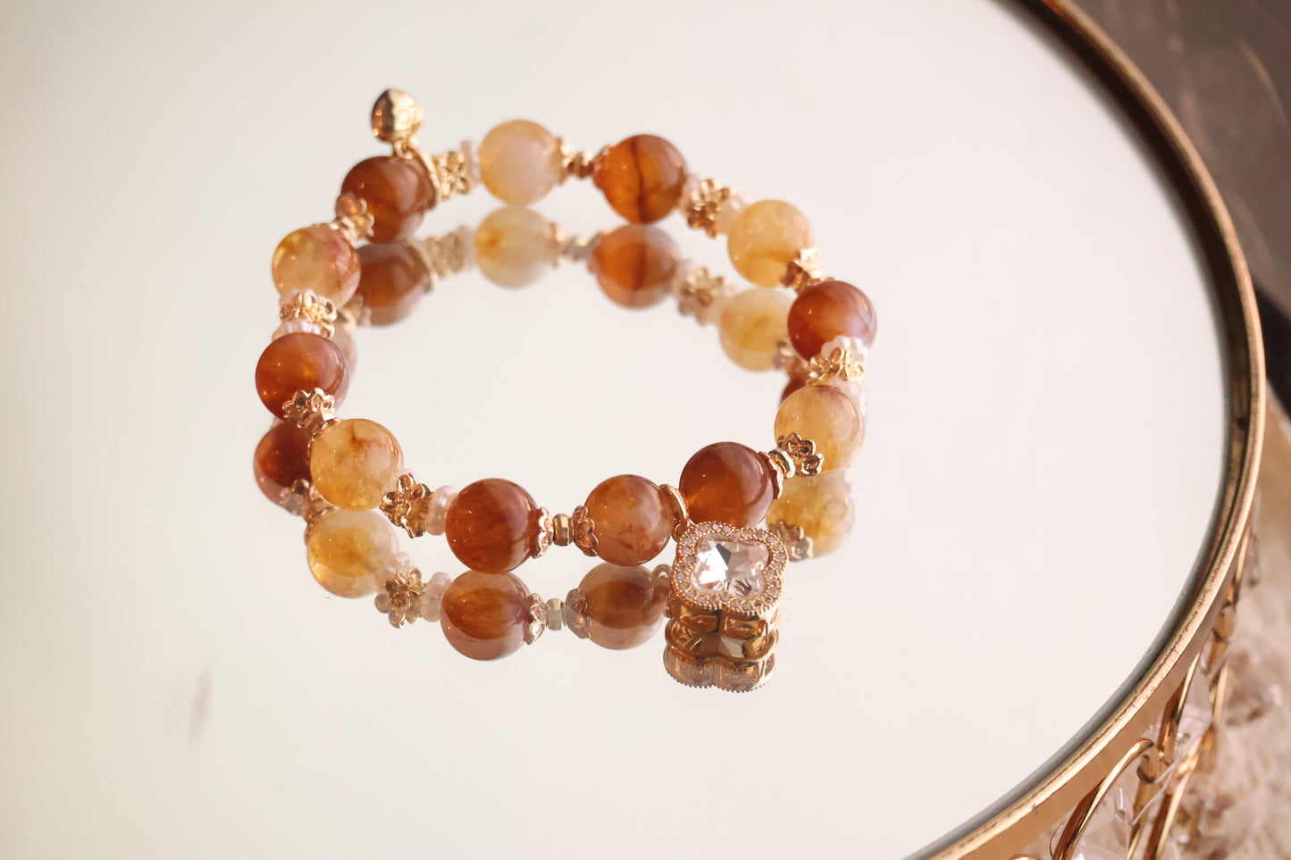 *Instocks* Cordelia Twin with Sparkly Clover Charm Crystal Bracelet (Elastic)