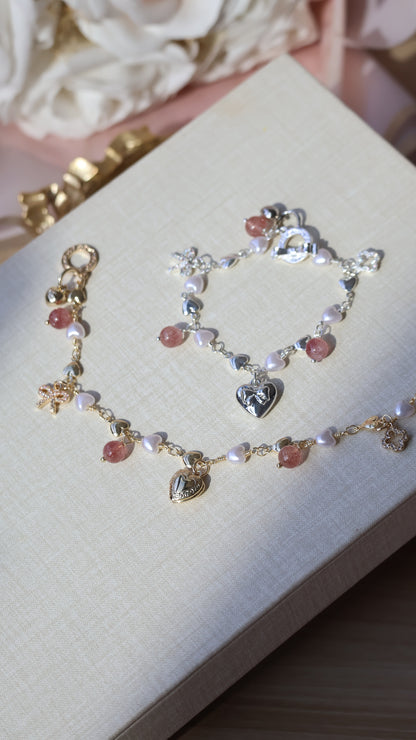 *Backorder* Dangly V2 - Strawberry Quartz Crystal Bracelet (OT Clasp)