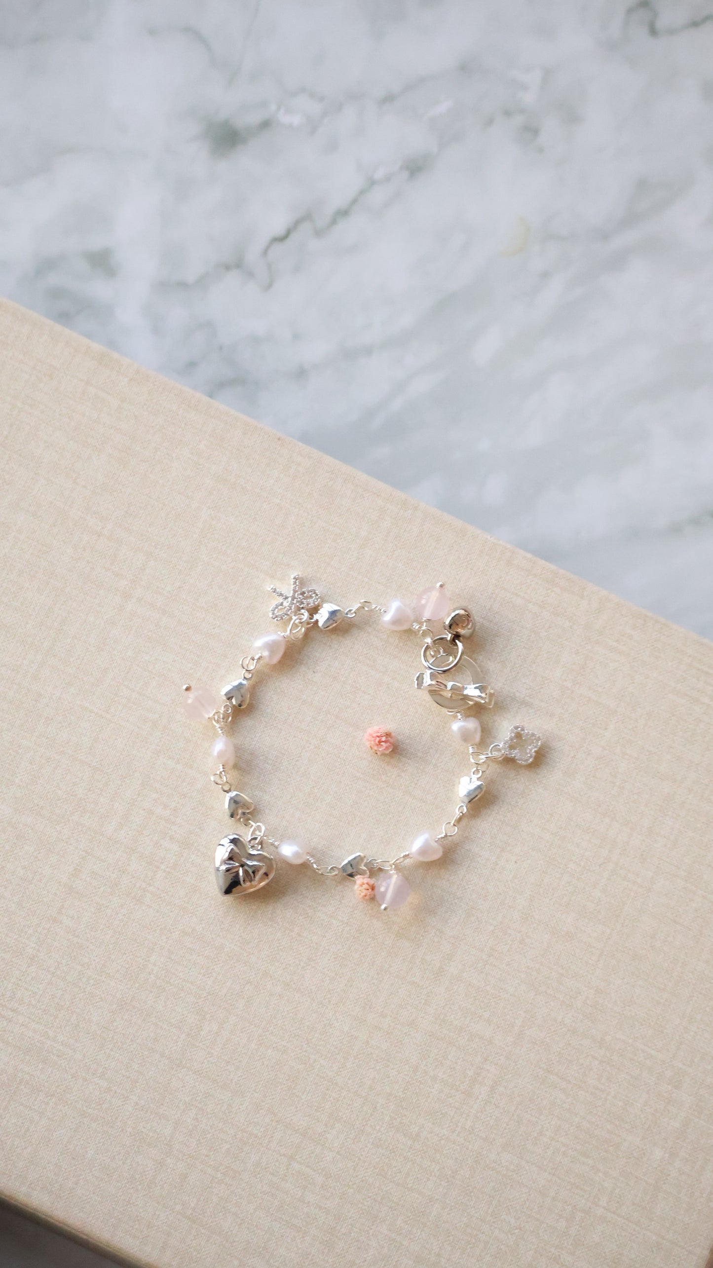 *Instocks* Dangly V2 with Ribbon, Heart Locket & Mini Clover Crystal Bracelet (OT Clasp)