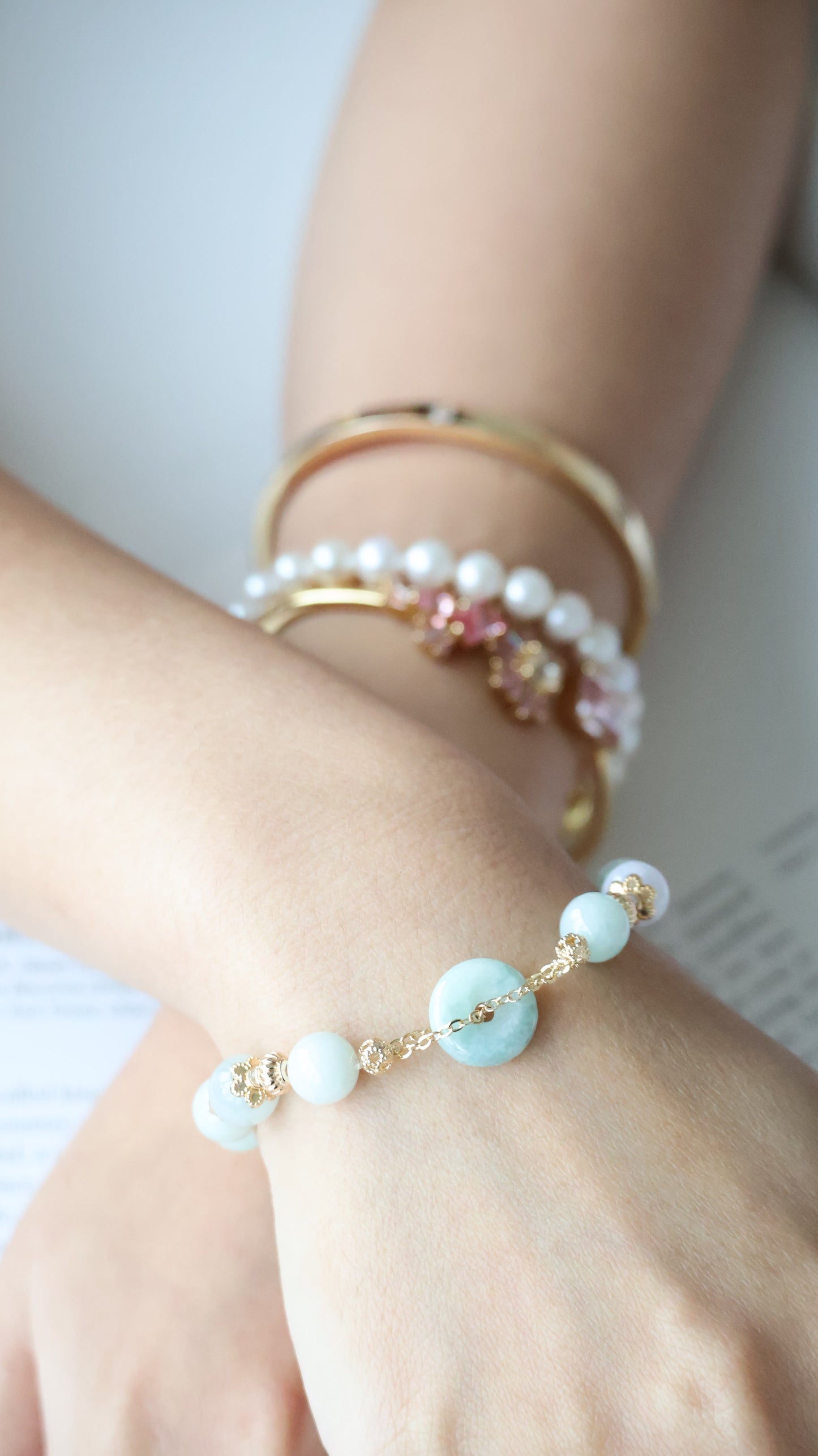 *Backorder* Green Jadeite Ping An Kou 平安扣 - Green Jadeite Crystal Bracelet (Elastic)