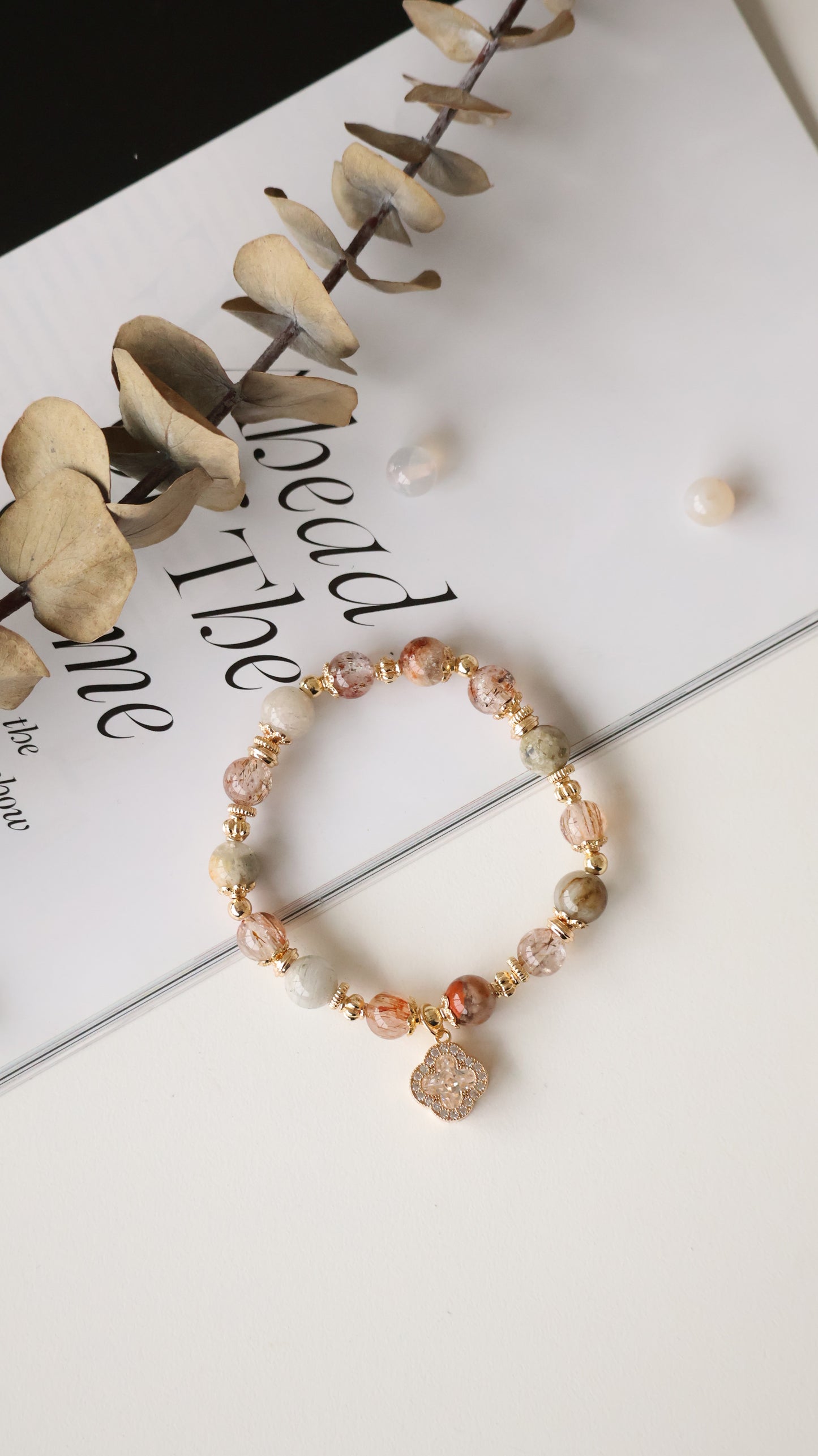 *Backorder* Cordelia Twin in 8mm - Thousand Layer Garden Quartz & Black Gold Super 7 Crystal Bracelet (Elastic)