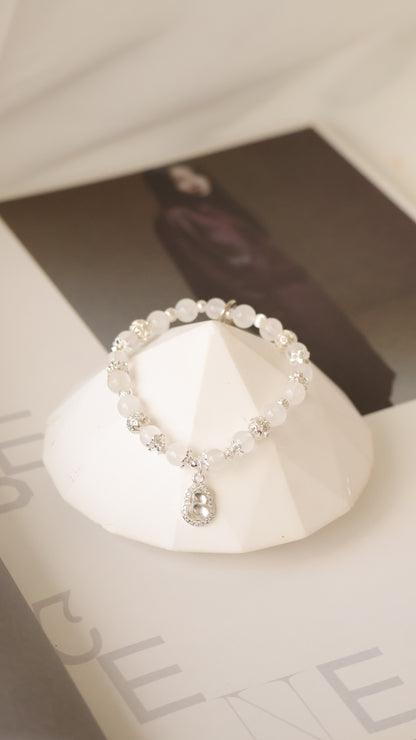 *Backorder* Mini Hulu - Girasol Quartz & Clear Quartz Crystal Bracelet (Elastic)