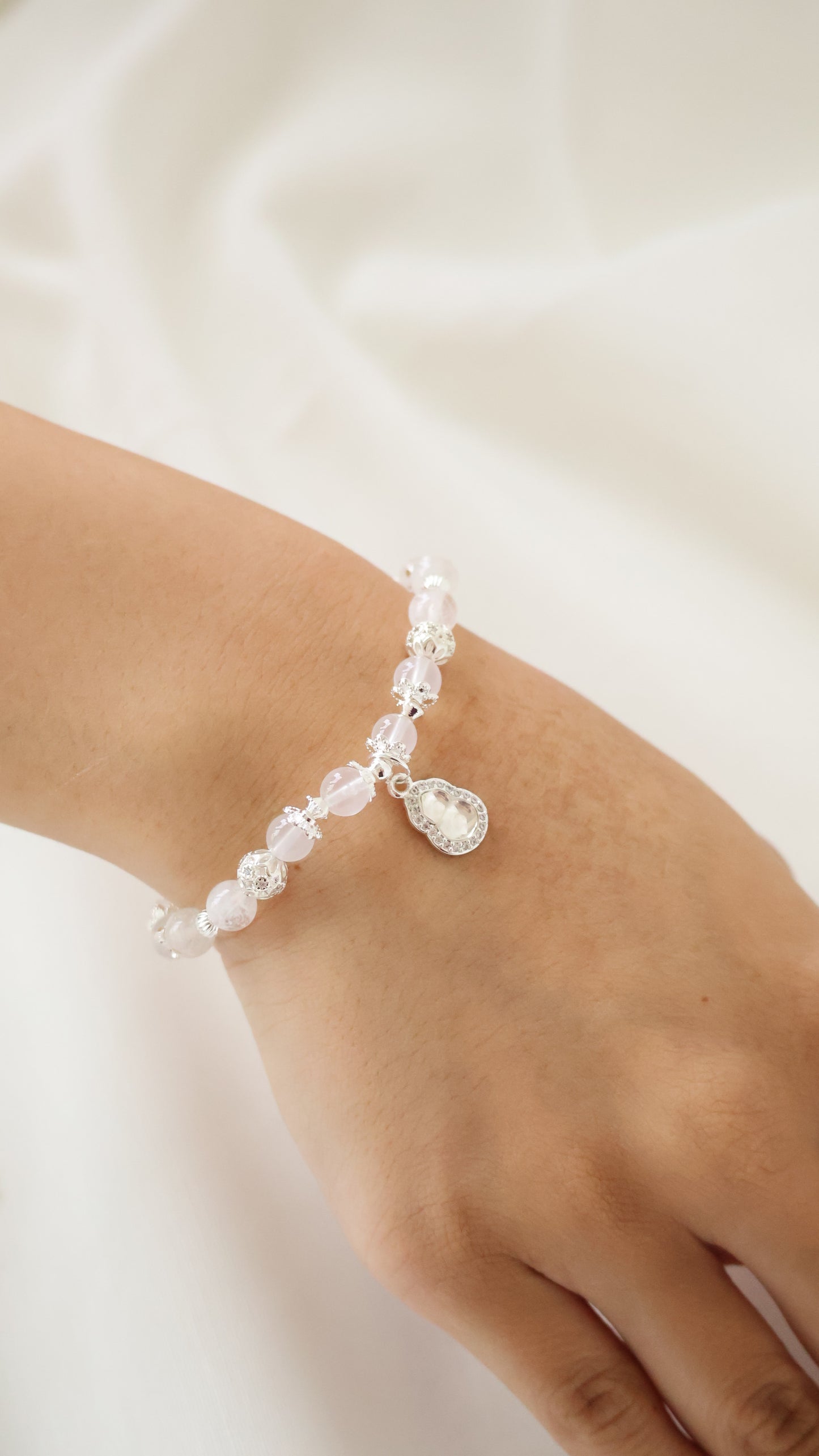 *Backorder* Mini Hulu - Girasol Quartz & Clear Quartz Crystal Bracelet (Elastic)