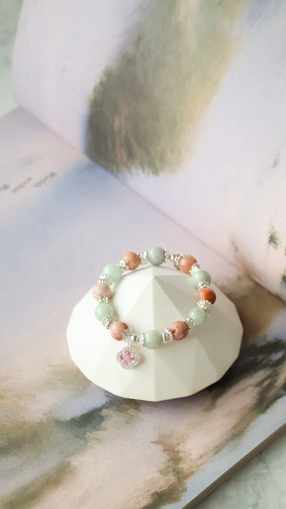 *Instocks* Cordelia Twin with Sparkly Clover in 10mm Crystal Bracelet (Elastic)