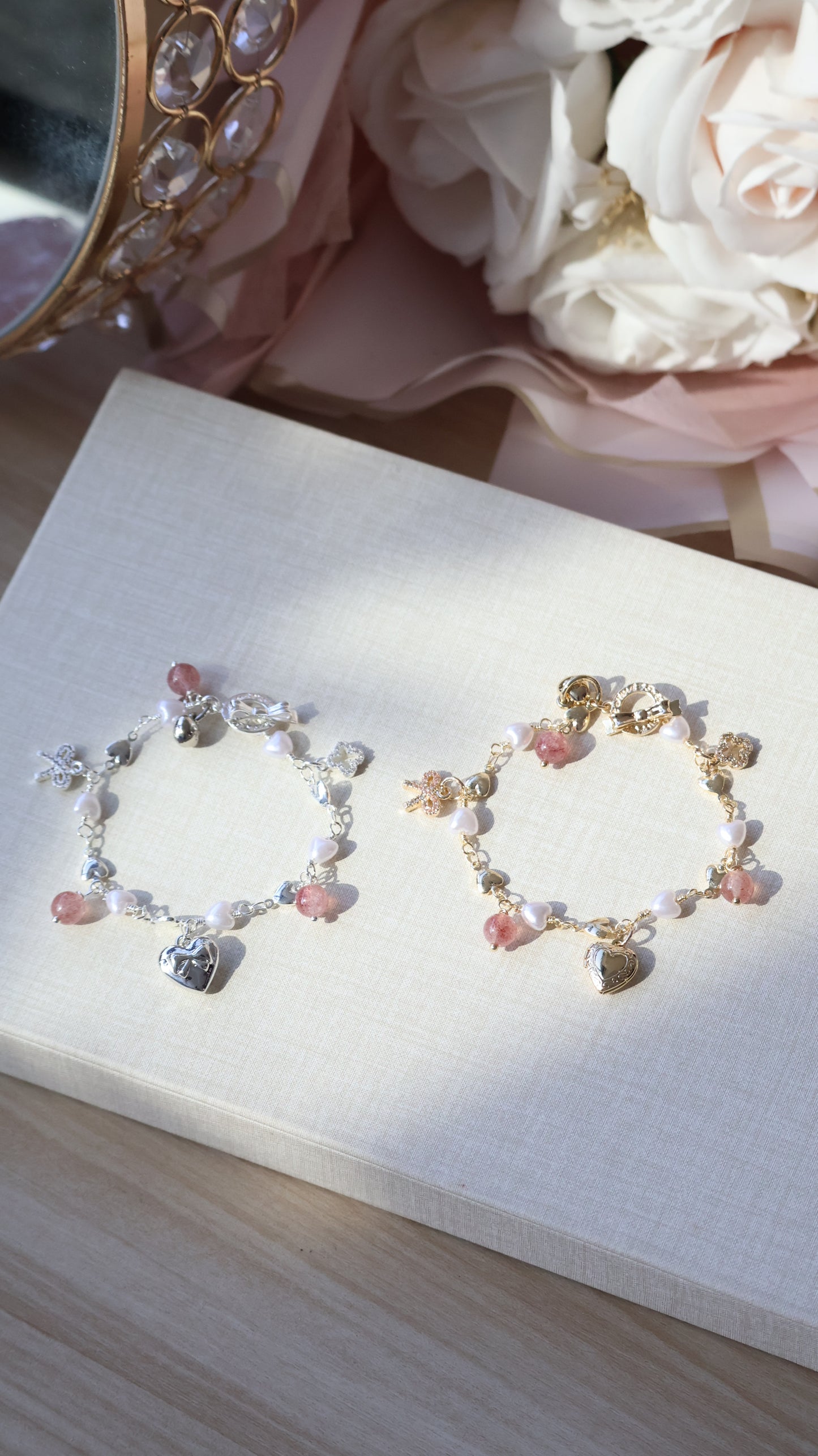 *Backorder* Dangly V2 - Strawberry Quartz Crystal Bracelet (OT Clasp)