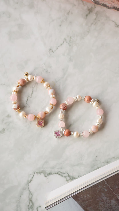 *Instocks* Cordelia Twin with Sparkly Clover in 10mm Crystal Bracelet (Elastic)