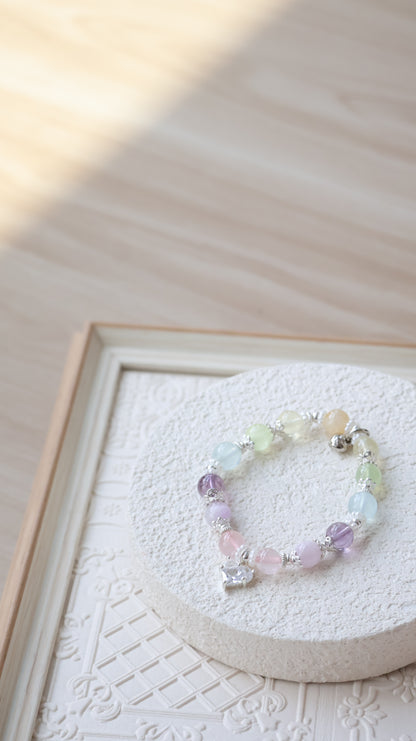 *Instocks* Pastel Duobao 多宝 - Citrine, Lemon Quartz, Aquamarine, Prehnite, Amethyst, Kunzite & Rose Quartz (Without Charm) Crystal Bracelet (Elastic)