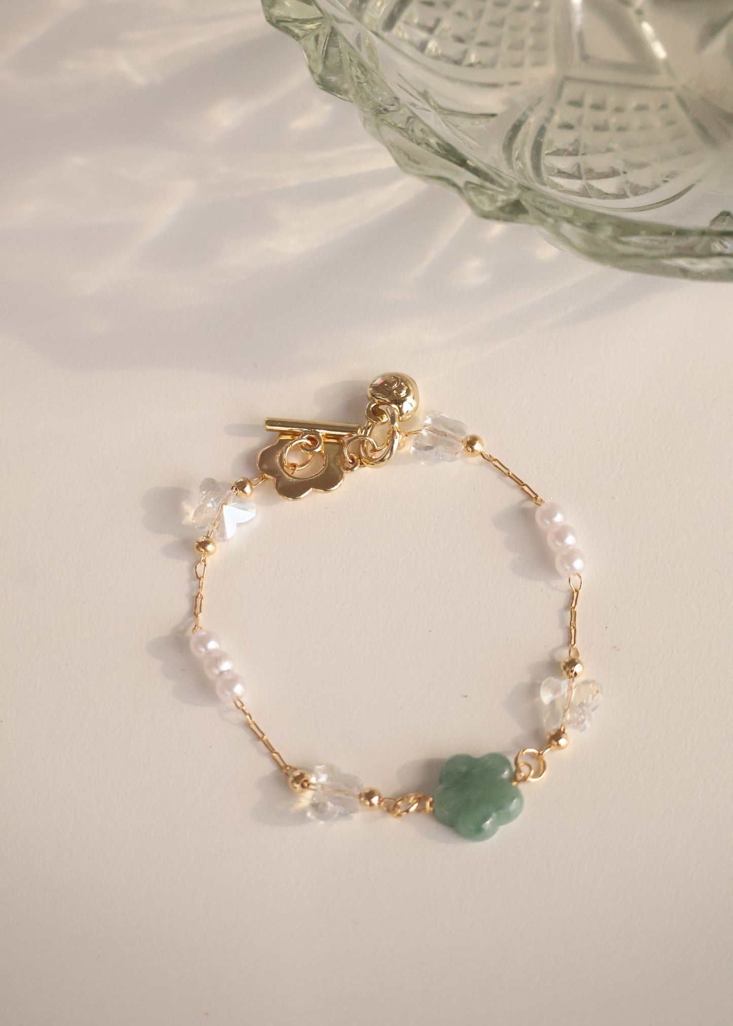 *Instocks* Sakura Flower Chain Crystal Bracelet (OT Clasp)