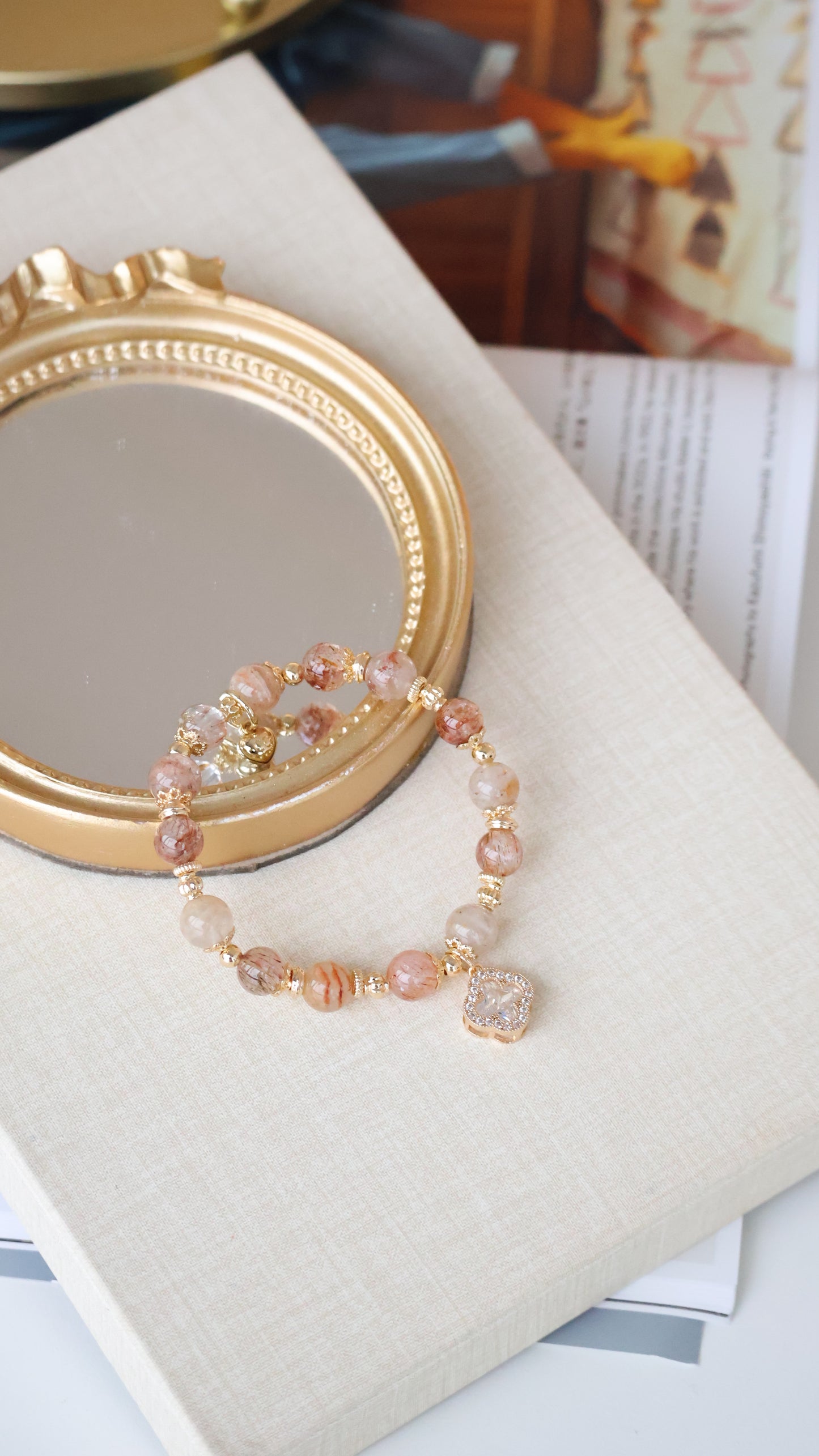 *Backorder* Cordelia Twin in 8mm - Thousand Layer Garden Quartz & Black Gold Super 7 Crystal Bracelet (Elastic)
