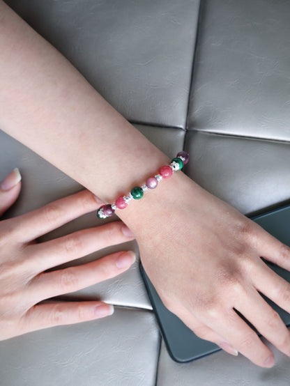 Malachite, Rhodonite, Lepidolite — Scorpio Horoscope Series | 8mm (Elastic)
