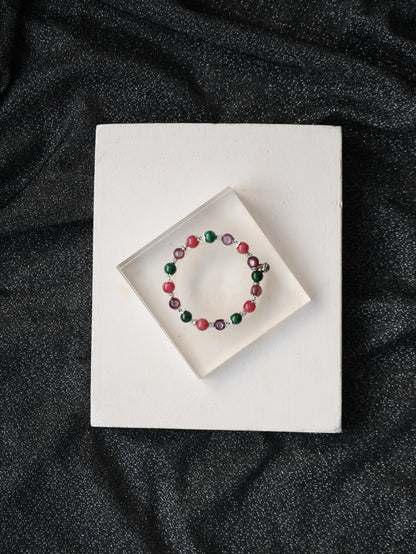 Malachite, Rhodonite, Lepidolite — Scorpio Horoscope Series | 8mm (Elastic)