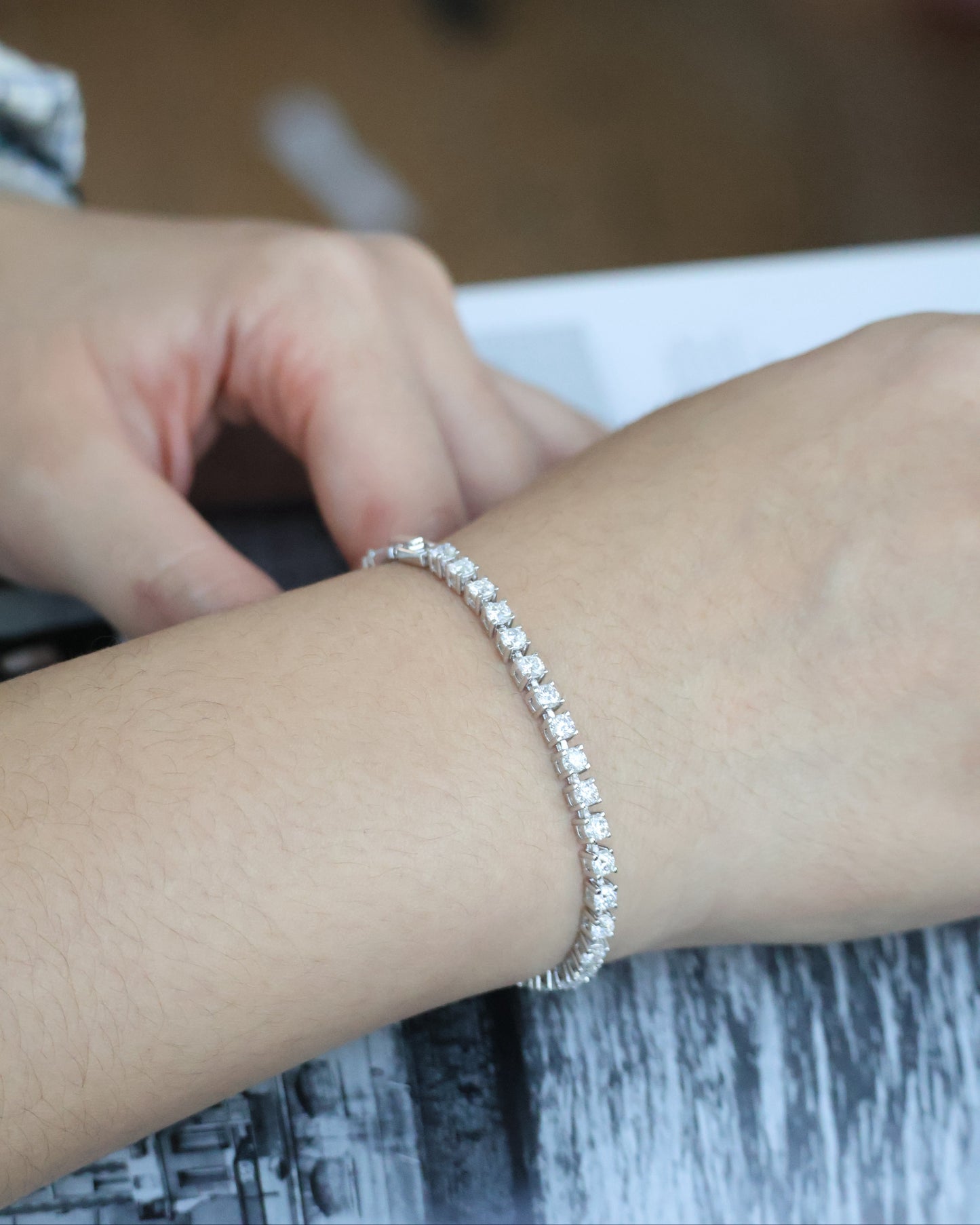 3MM Full Moissanite Tennis Bracelet AU750