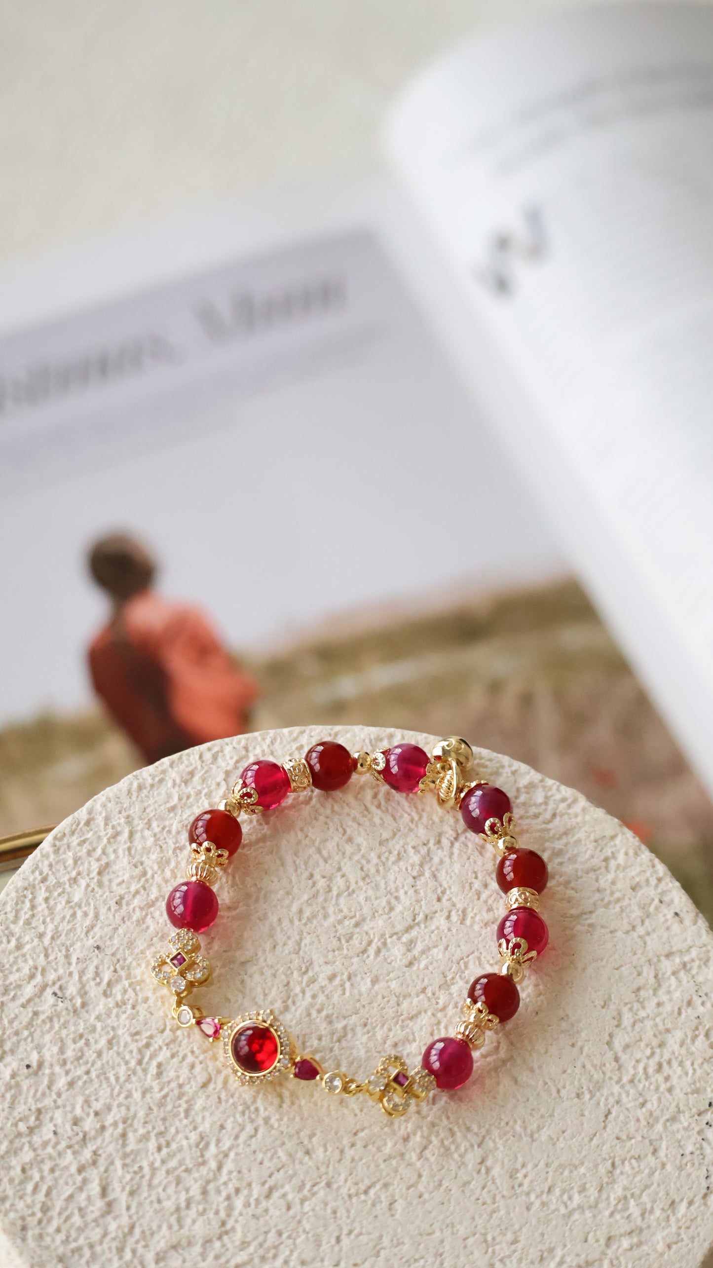 *Instocks* Carnelian & Red Star Ruby with Mystical Chain Crystal Bracelet (Elastic)