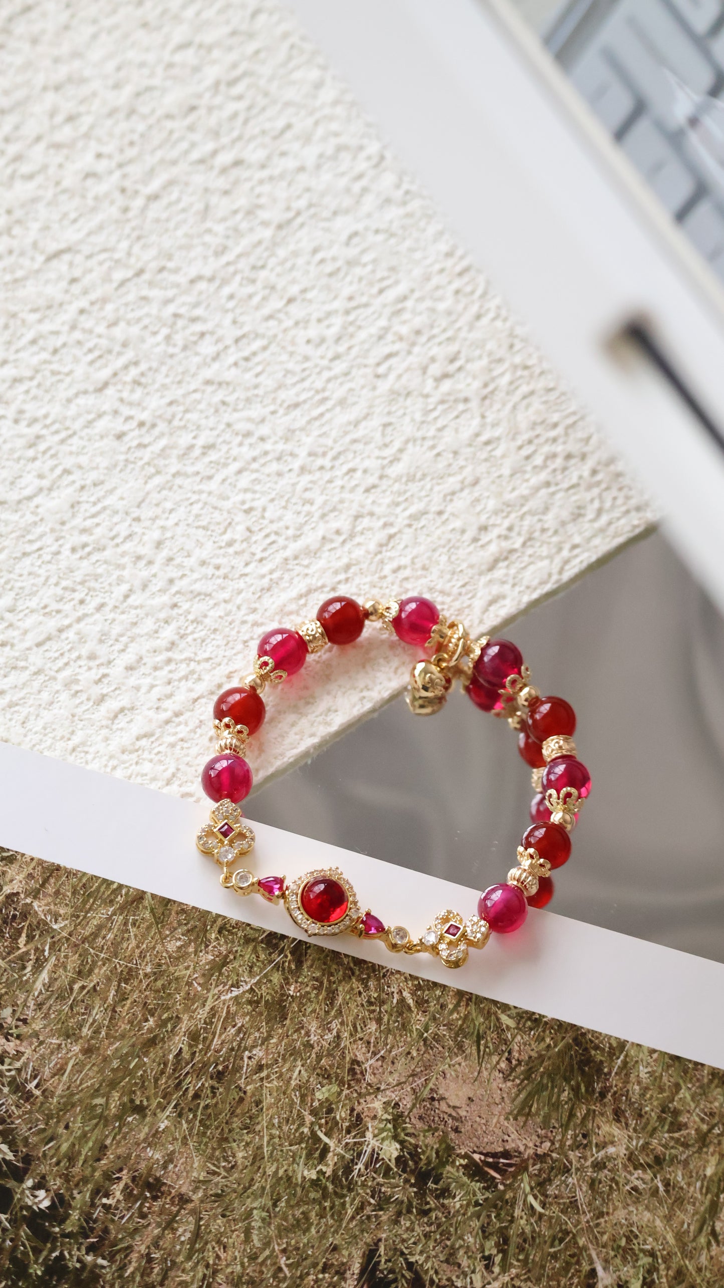 *Instocks* Carnelian & Red Star Ruby with Mystical Chain Crystal Bracelet (Elastic)