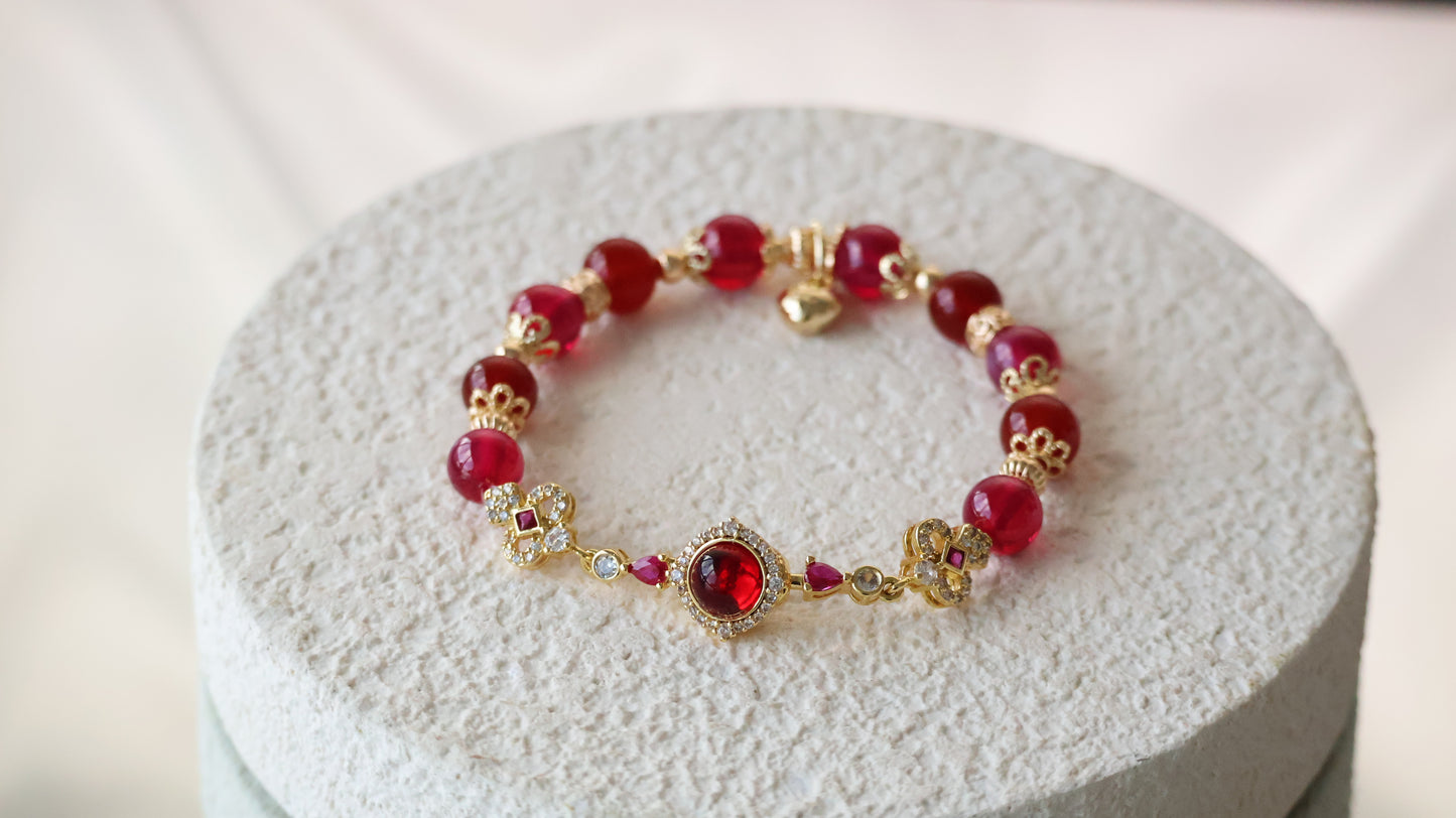 *Instocks* Carnelian & Red Star Ruby with Mystical Chain Crystal Bracelet (Elastic)