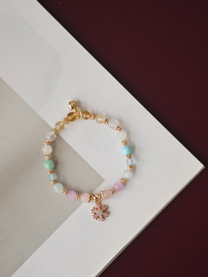 *Instocks* Eira - 6mm Pastel Duobao Bracelet with Snowflake Charm (Elastic)