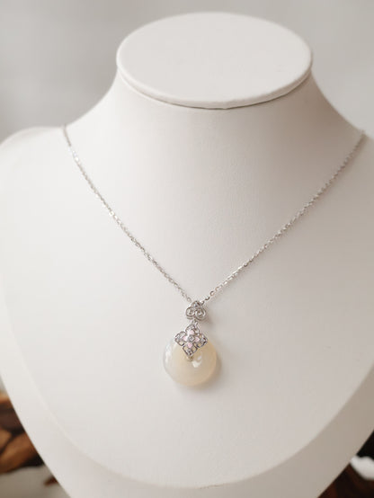 *Instocks* Sloane White Agate Ping An Kou & Pink Clover S925 Necklace