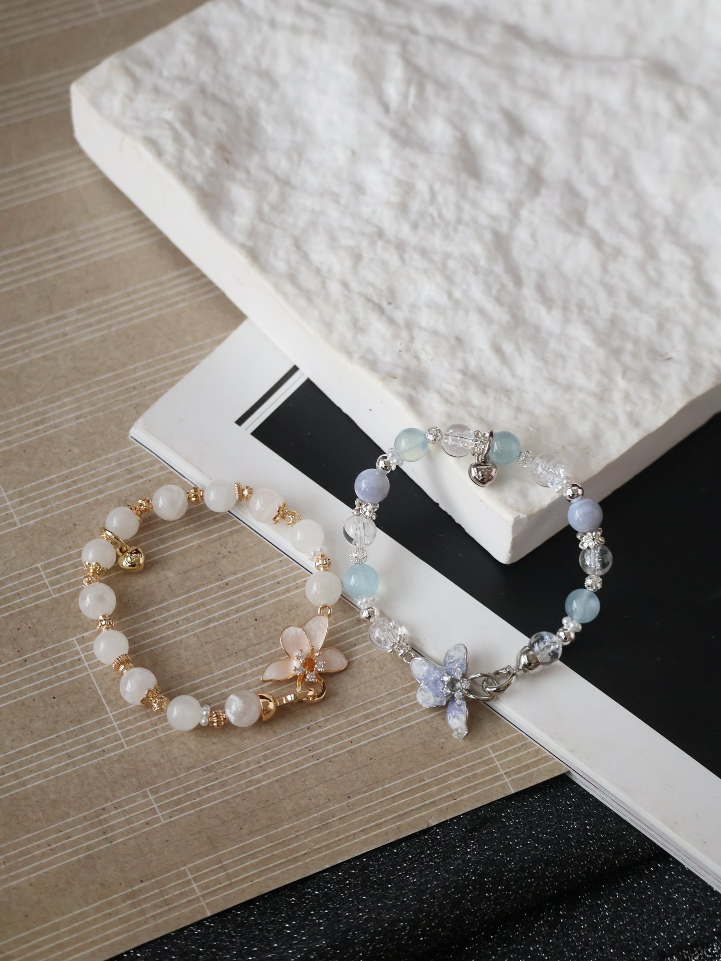 *Instocks* Bali Inspired - 8mm (Blue Lace Agate, Aquamarine, Crackled Clear Quartz) & (White Phantom Quartz, White Jadeite)