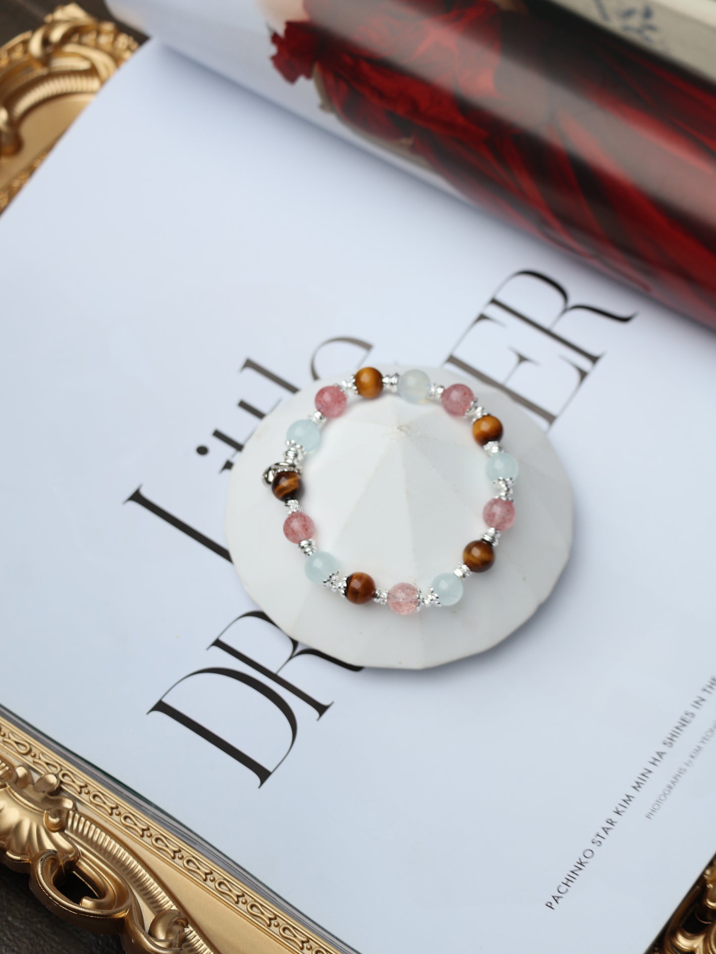 Tiger Eye, Strawberry Quartz, Aquamarine — Sagittarius Horoscope Series | 8mm (Elastic)