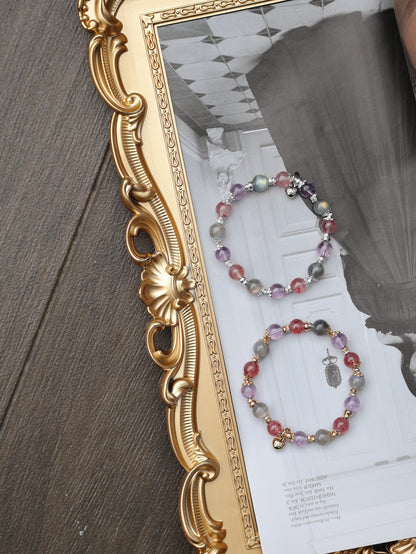 Strawberry Quartz, Labradorite, Amethyst — Leo Horoscope Series | 8mm (Elastic)