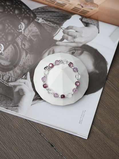 Clear Quartz, Lepidolite, Amethyst — Libra Horoscope Series | 8mm (Elastic)