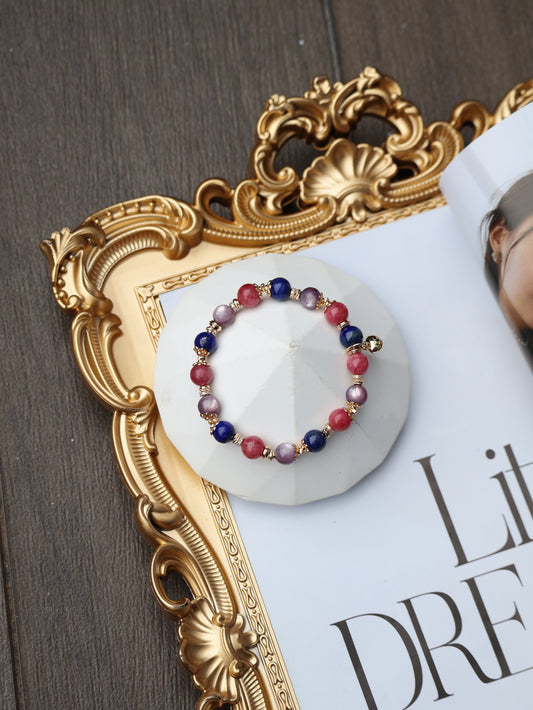 Lapis Lazuli, Rhodonite, Lepidolite — Cancer Horoscope Series | 8mm (Elastic)