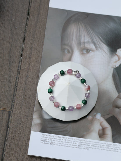 Malachite, Pink Purple Emerald Mica, Amethyst — Capricorn Horoscope Series | 8mm (Elastic)