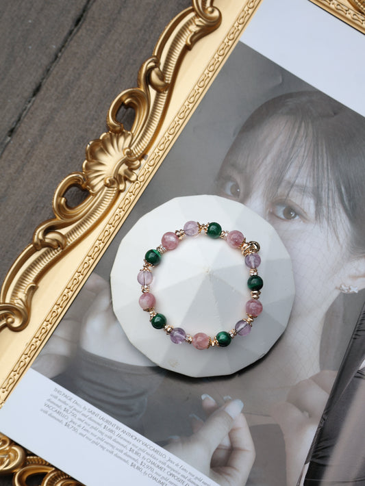 Malachite, Pink Purple Emerald Mica, Amethyst — Capricorn Horoscope Series | 8mm (Elastic)