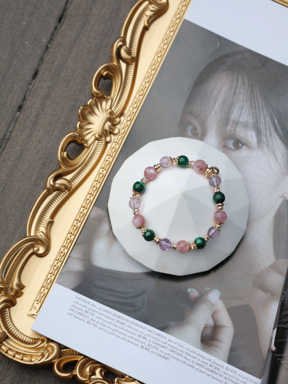 Malachite, Pink Purple Emerald Mica, Amethyst — Capricorn Horoscope Series | 8mm (Elastic)