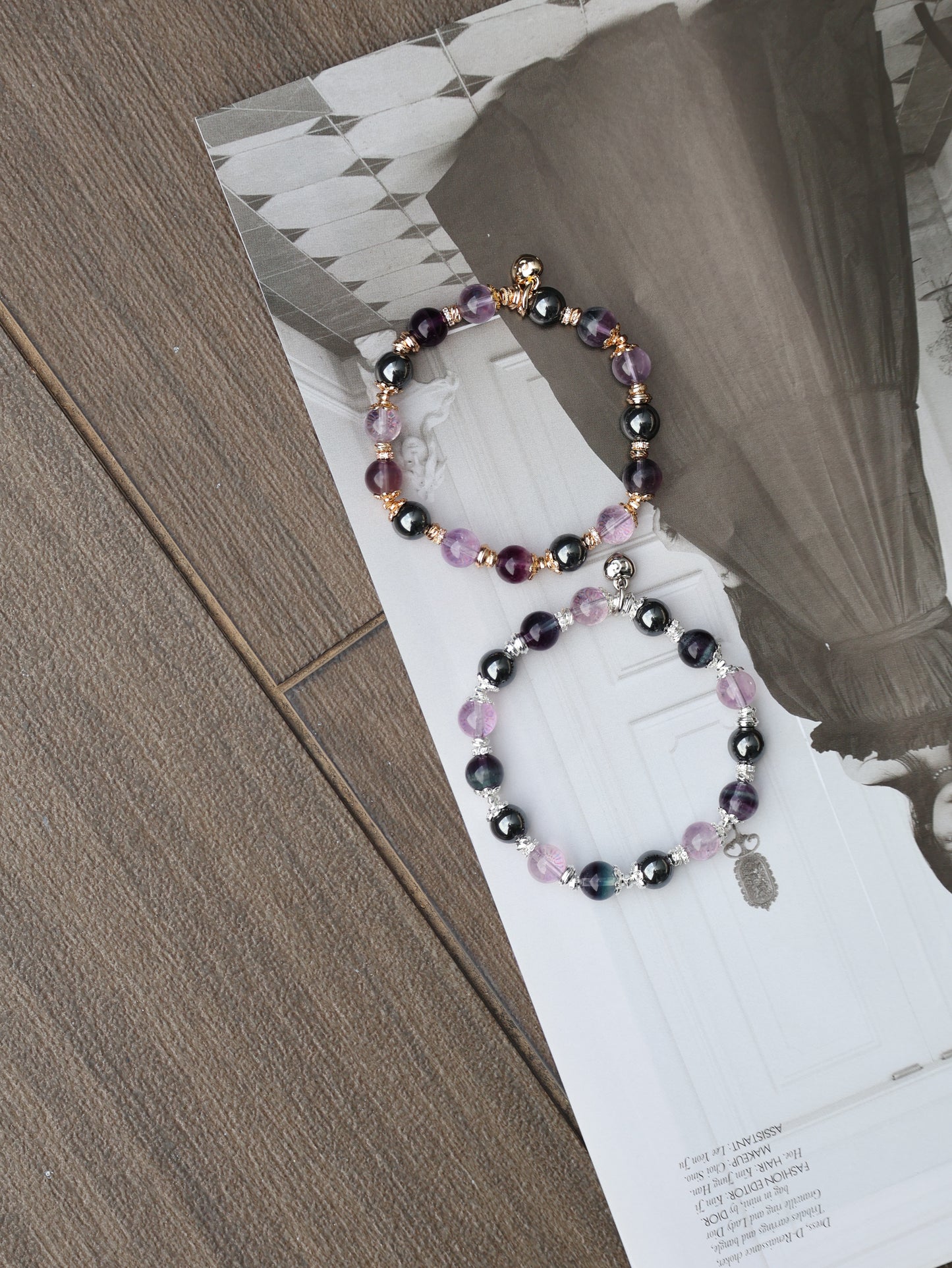 Fluorite, Hematite, Amethyst — Gemini Horoscope Series | 8mm (Elastic)