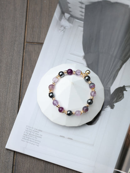 Fluorite, Hematite, Amethyst — Gemini Horoscope Series | 8mm (Elastic)