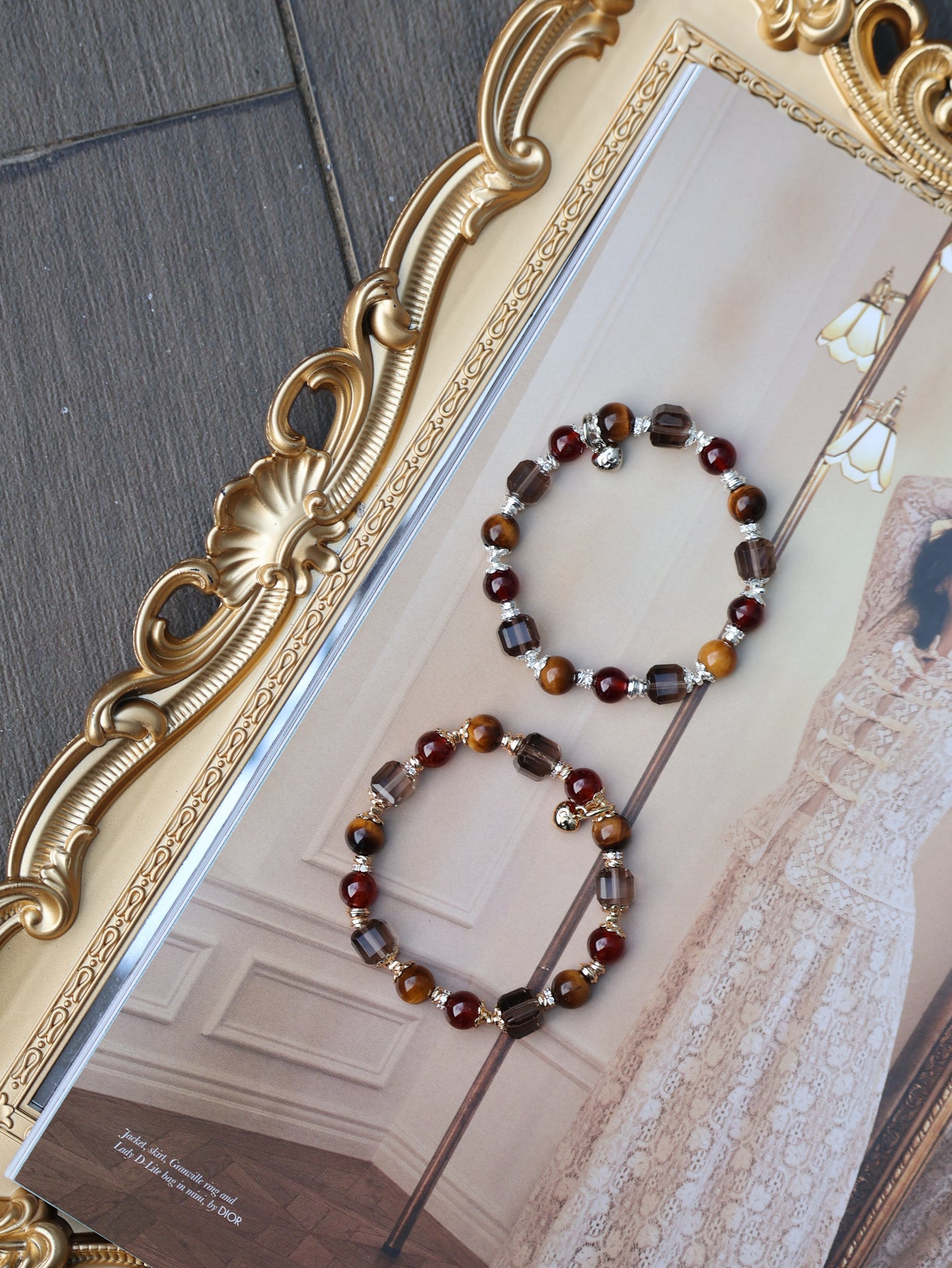 Tiger Eye, Garnet, Smoky Quartz Crystal Bracelet — Aquarius Horoscope Series | 8mm (Elastic)