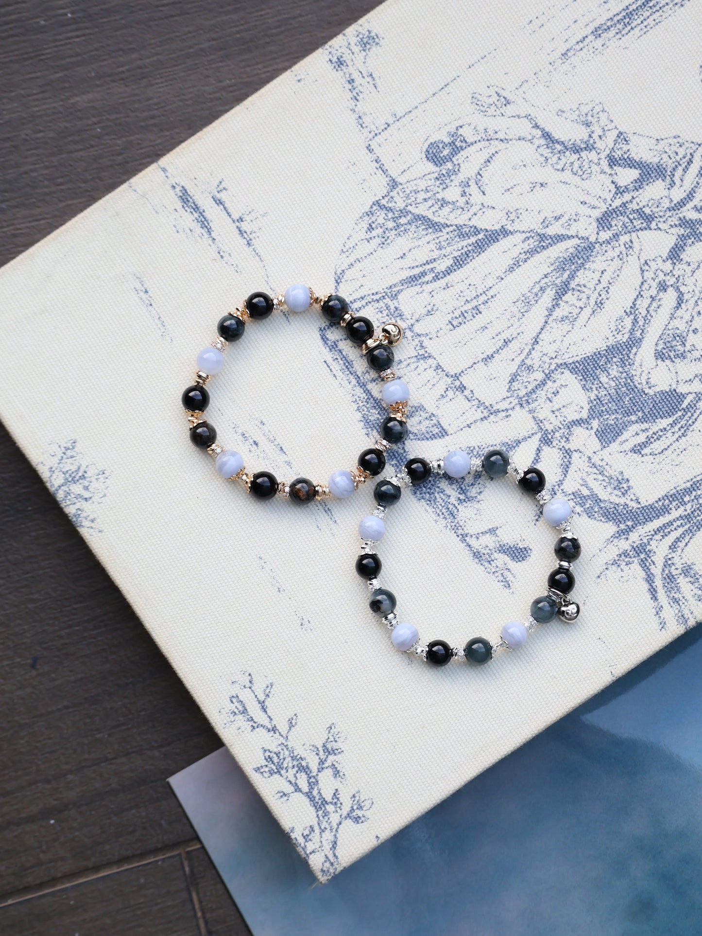 Black Tourmaline, Blue lace Agate, Pietersite — Pisces Horoscope Series | 8mm (Elastic)
