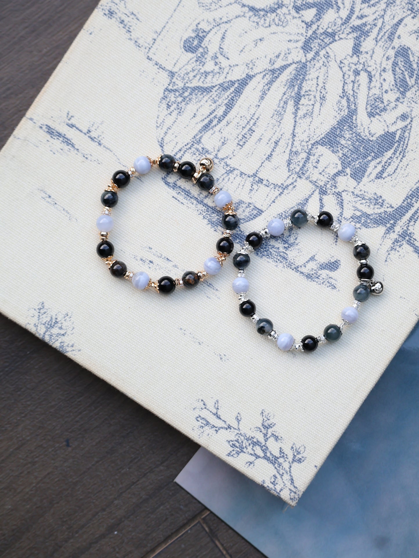 Black Tourmaline, Blue lace Agate, Pietersite — Pisces Horoscope Series | 8mm (Elastic)