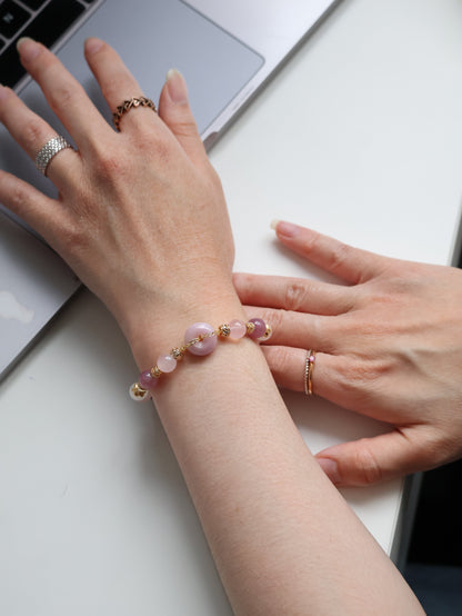Rose Quartz, Kunzite, Lavender Rose Quartz & White Jadeite — Miura Ping An Kou | 8mm (Elastic)