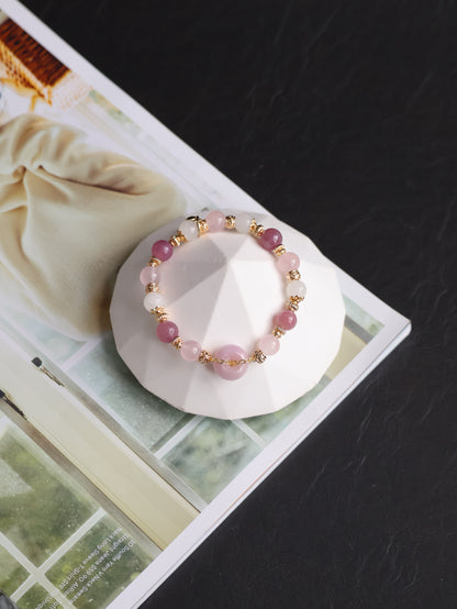Rose Quartz, Kunzite, Lavender Rose Quartz & White Jadeite — Miura Ping An Kou | 8mm (Elastic)