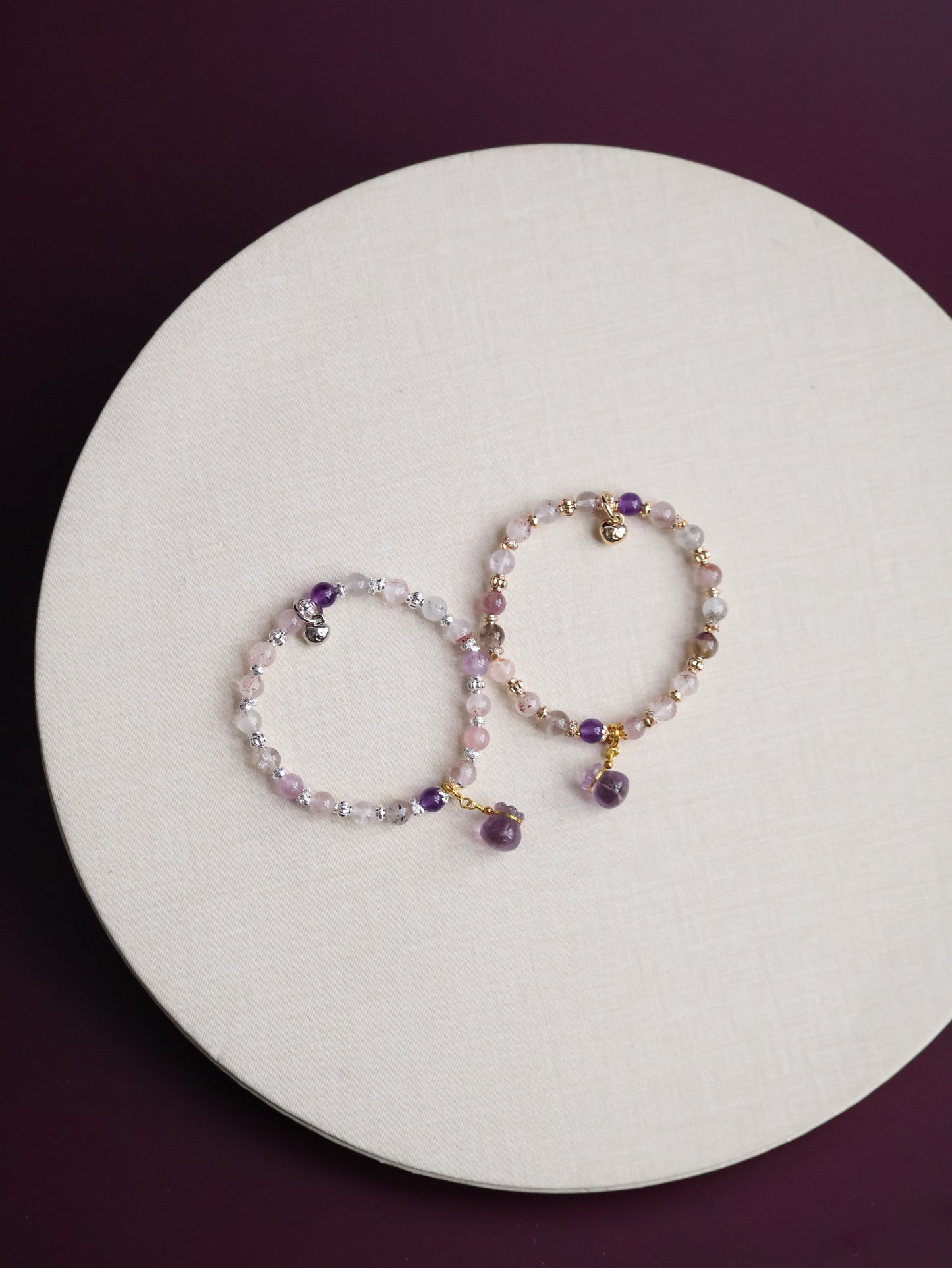 Super 7 & Amethyst with Money Bag — Mauve | 6mm (Elastic)
