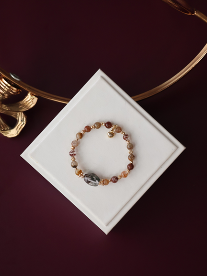Garden Quartz Crystal Stacker Bracelet with Garden Quartz Freeform | 6mm (Elastic)