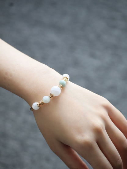 *Instocks* Orianna Bangles Series: 8mm Green Jadeite, White Phantom Quartz